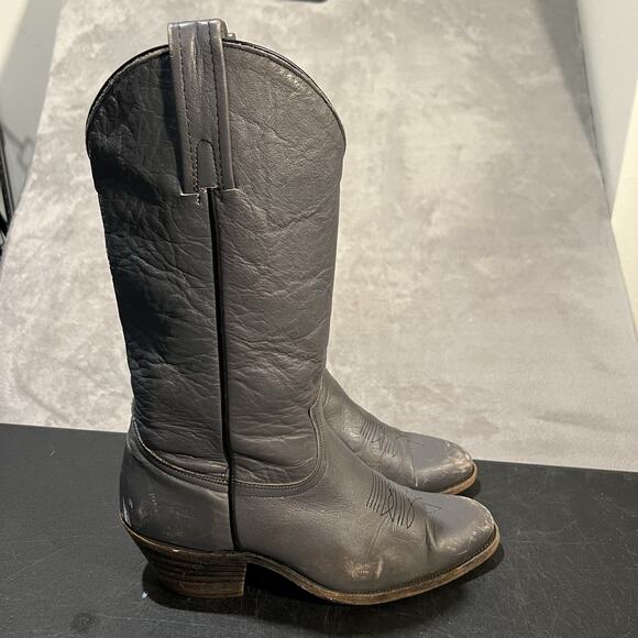 Frye Cowboy Boots Mens 10 D Grey Leather Distressed Western Boots - Picture 1 of 9